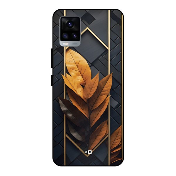 Golden Leaf Pattern Metal Back Case for Vivo V20