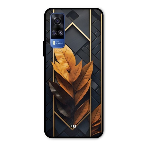 Golden Leaf Pattern Metal Back Case for Vivo Y51A