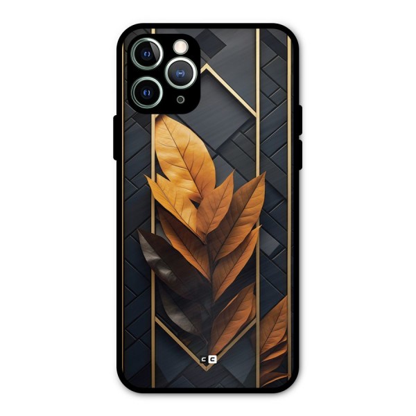 Golden Leaf Pattern Metal Back Case for iPhone 11 Pro Max