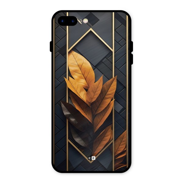 Golden Leaf Pattern Metal Back Case for iPhone 8 Plus