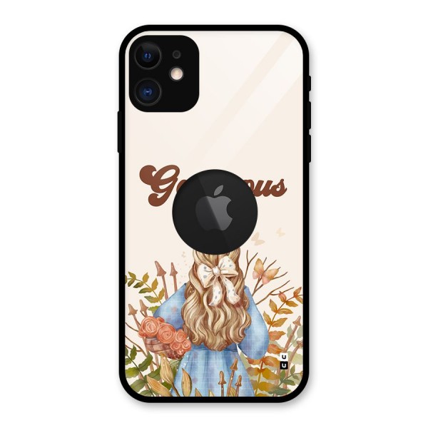 Gorgeous Girl Glass Back Case for iPhone 11 Logo Cut