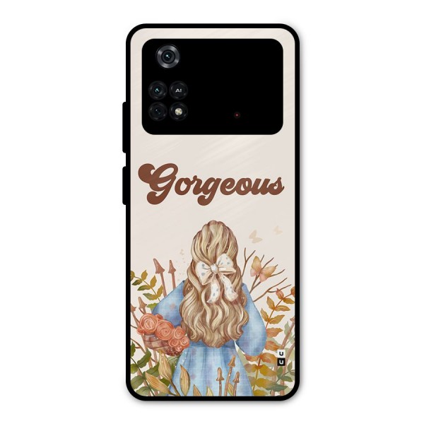 Gorgeous Girl Metal Back Case for Poco M4 Pro 4G