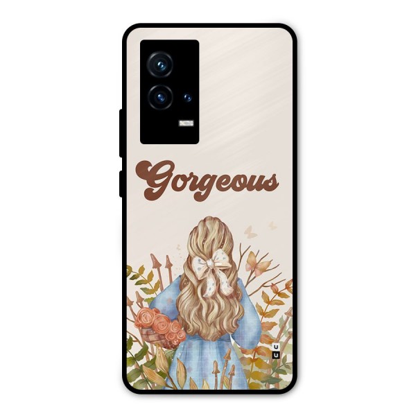 Gorgeous Girl Metal Back Case for iQOO 9 5G