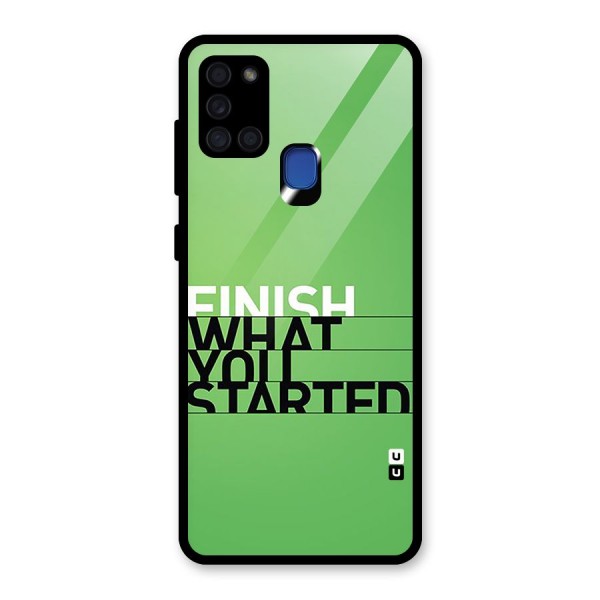 Green Finish Glass Back Case for Galaxy A21s