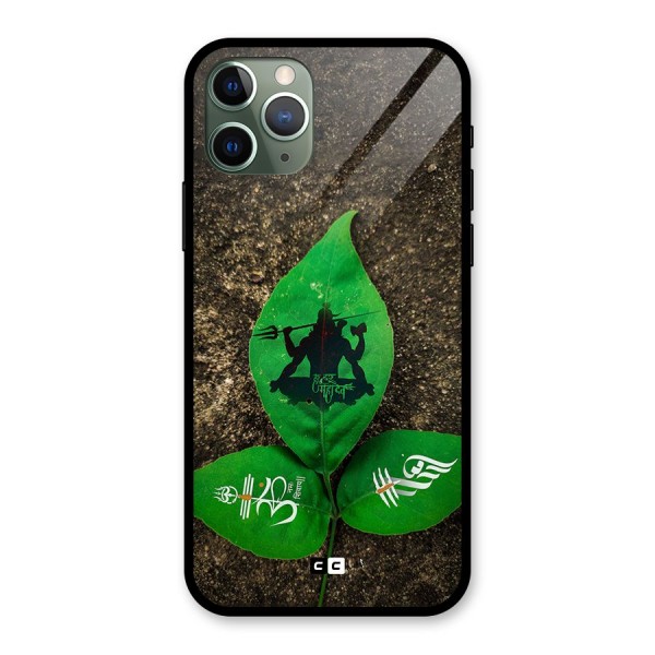 Green Leaf Shiva Glass Back Case for iPhone 11 Pro