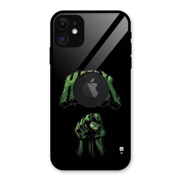 Green Punch Glass Back Case for iPhone 11 Logo Cut