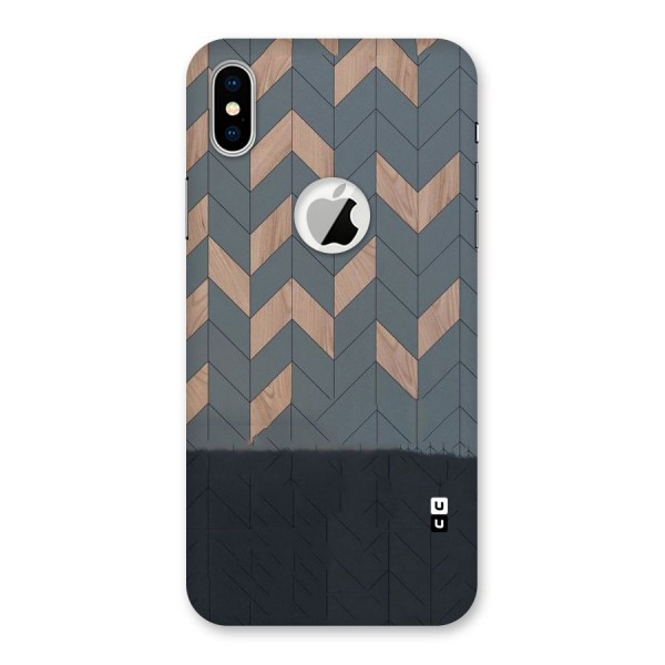 Greyish Wood Design Back Case for iPhone XS Logo Cut