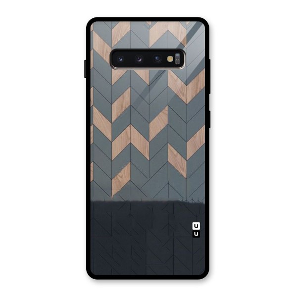 Greyish Wood Design Glass Back Case for Galaxy S10 Plus