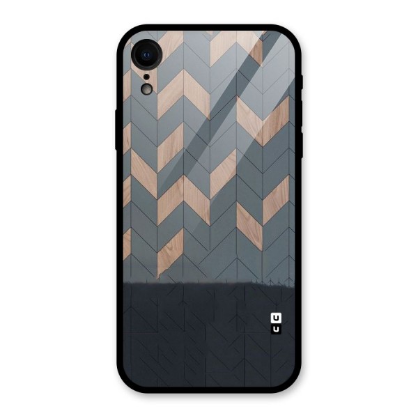 Greyish Wood Design Glass Back Case for iPhone XR