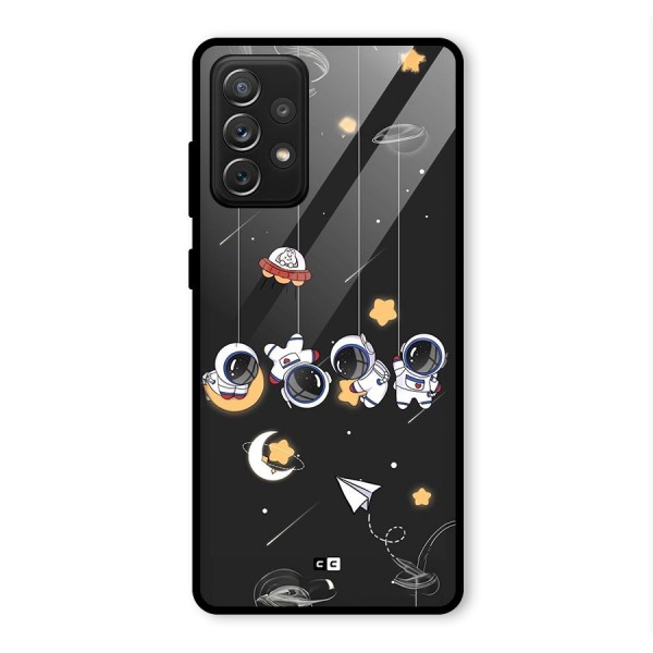 Hanging Astronauts Glass Back Case for Galaxy A72