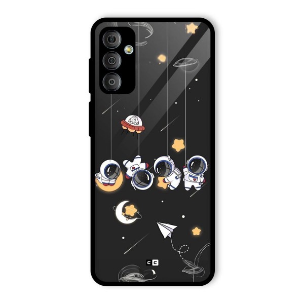Hanging Astronauts Glass Back Case for Galaxy F23