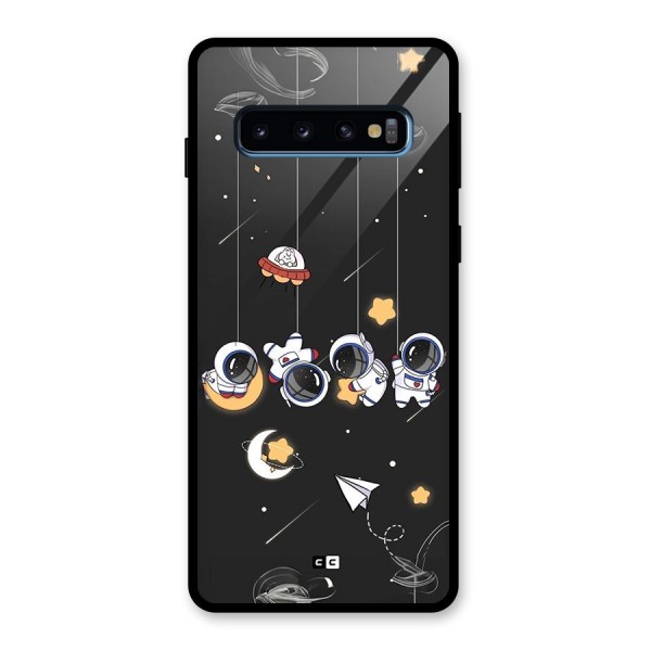 Hanging Astronauts Glass Back Case for Galaxy S10