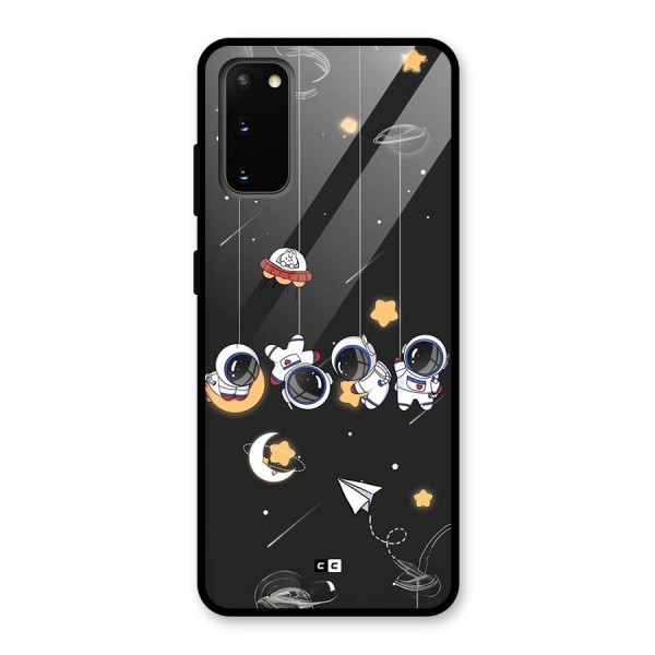 Hanging Astronauts Glass Back Case for Galaxy S20