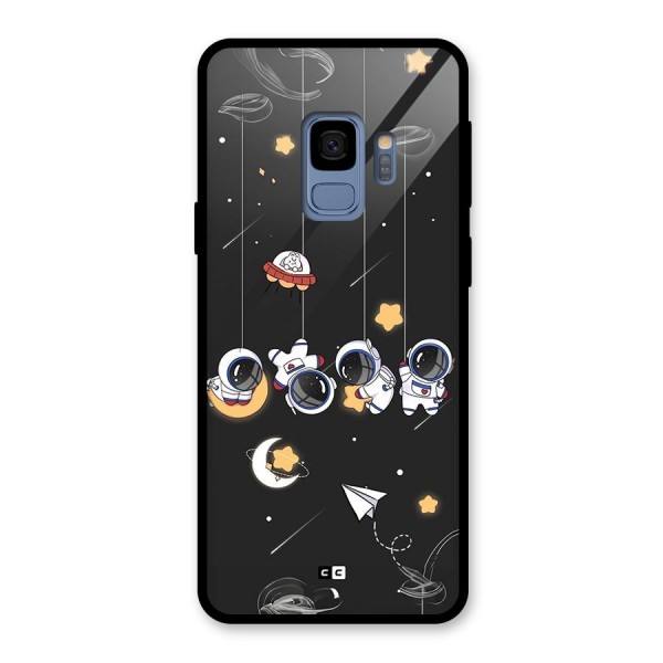 Hanging Astronauts Glass Back Case for Galaxy S9