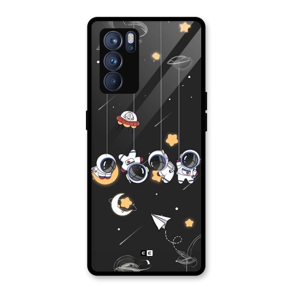 Hanging Astronauts Glass Back Case for Oppo Reno6 Pro 5G
