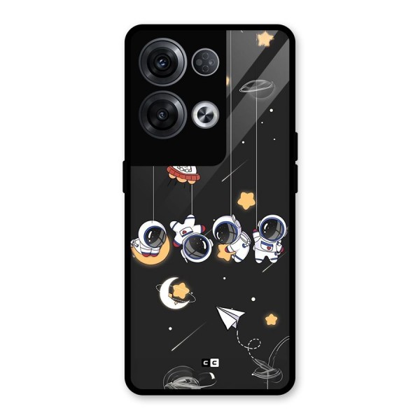 Hanging Astronauts Glass Back Case for Oppo Reno8 Pro 5G