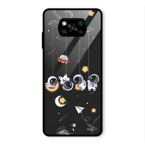 Hanging Astronauts Glass Back Case for Poco X3 Pro