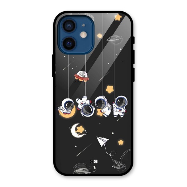 Hanging Astronauts Glass Back Case for iPhone 12 Mini