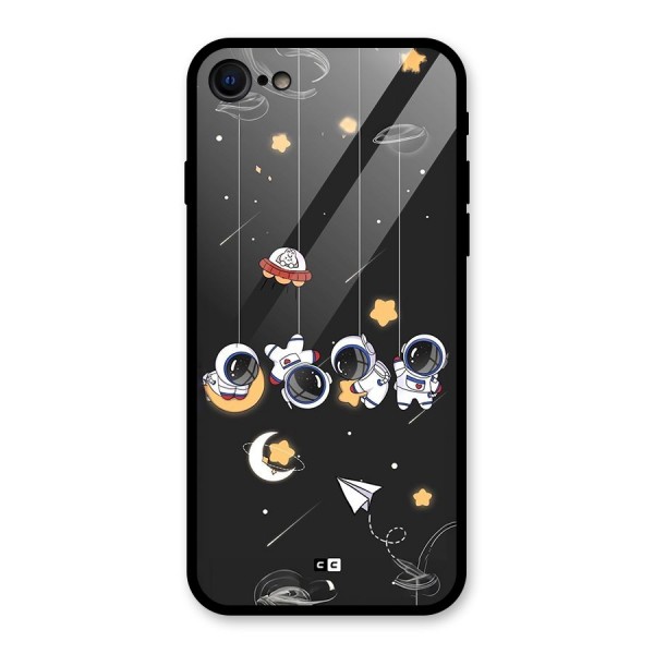 Hanging Astronauts Glass Back Case for iPhone 8