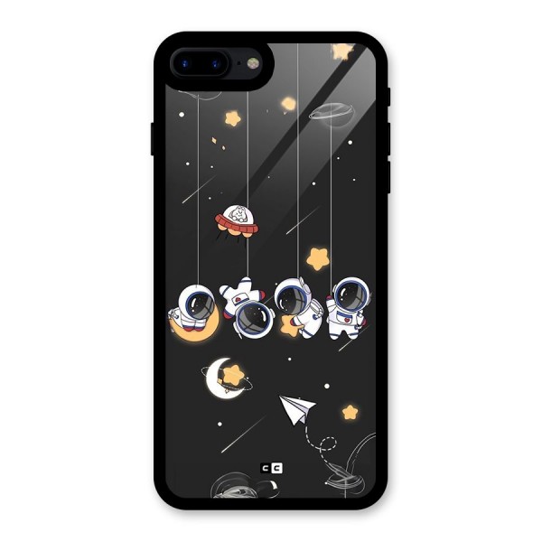 Hanging Astronauts Glass Back Case for iPhone 8 Plus