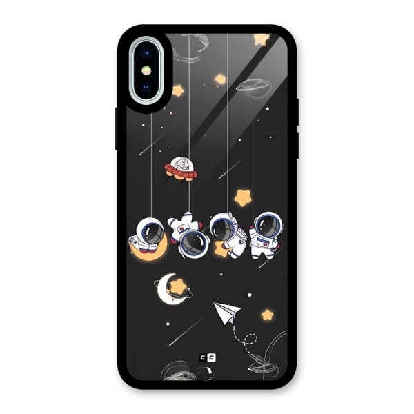 Hanging Astronauts Glass Back Case for iPhone X