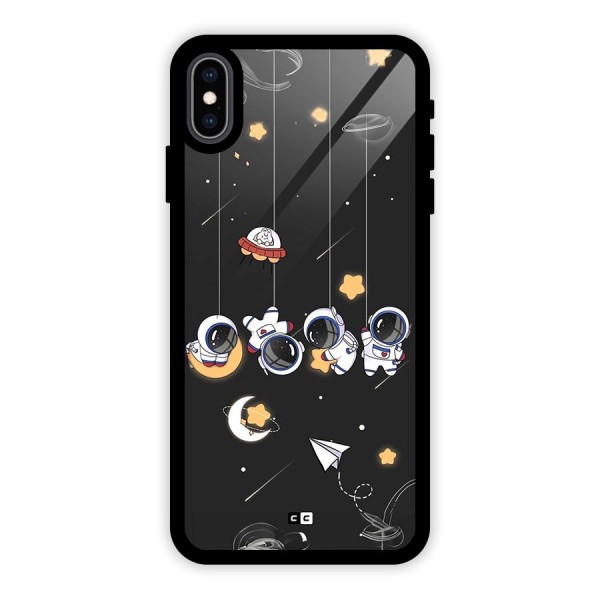 Hanging Astronauts Glass Back Case for iPhone XS Max