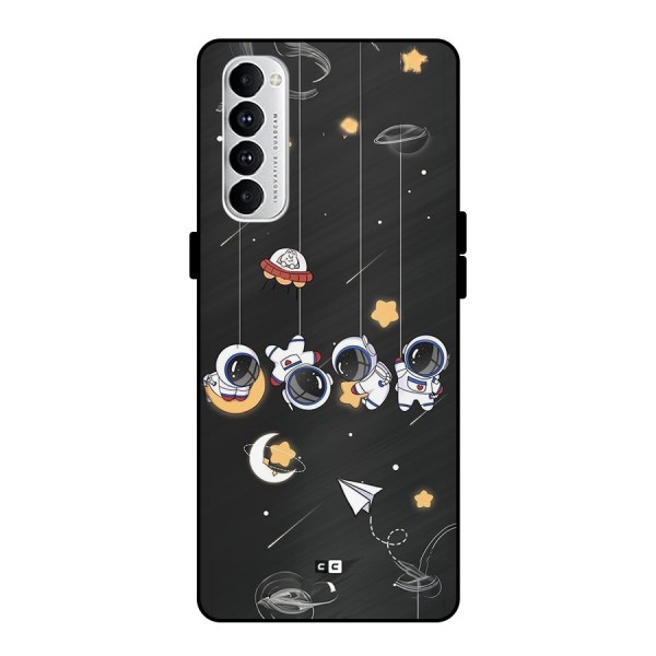 Hanging Astronauts Metal Back Case for Oppo Reno4 Pro