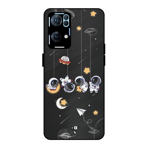 Hanging Astronauts Metal Back Case for Oppo Reno7 Pro 5G