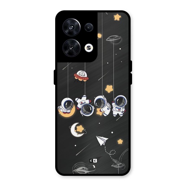 Hanging Astronauts Metal Back Case for Oppo Reno8 5G