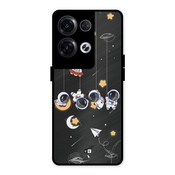 Hanging Astronauts Metal Back Case for Oppo Reno8 Pro 5G