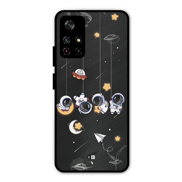 Hanging Astronauts Metal Back Case for Poco M4 Pro 5G