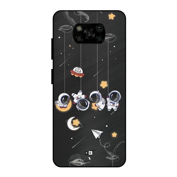 Hanging Astronauts Metal Back Case for Poco X3