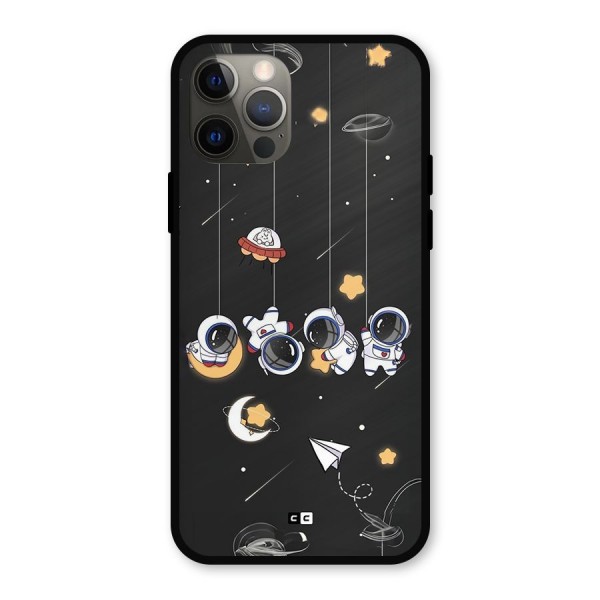 Hanging Astronauts Metal Back Case for iPhone 12 Pro