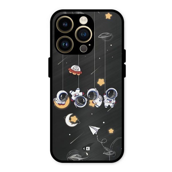 Hanging Astronauts Metal Back Case for iPhone 14 Pro