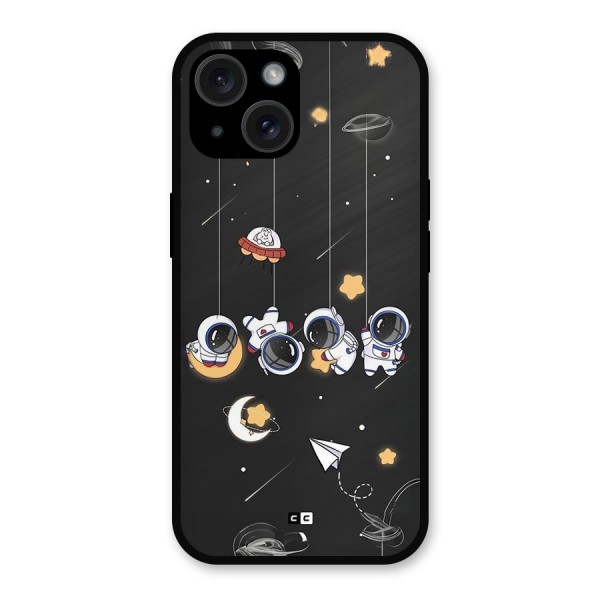 Hanging Astronauts Metal Back Case for iPhone 15