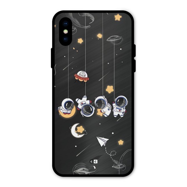 Hanging Astronauts Metal Back Case for iPhone X