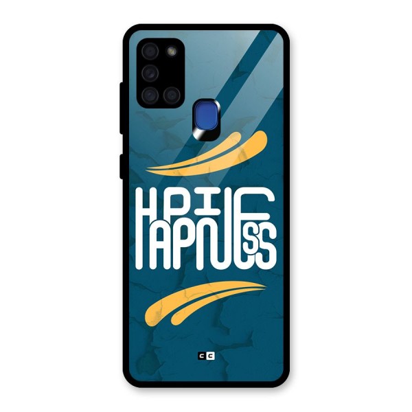 Happpiness Typography Glass Back Case for Galaxy A21s