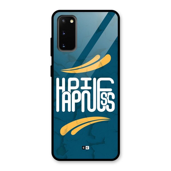 Happpiness Typography Glass Back Case for Galaxy S20
