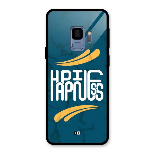 Happpiness Typography Glass Back Case for Galaxy S9
