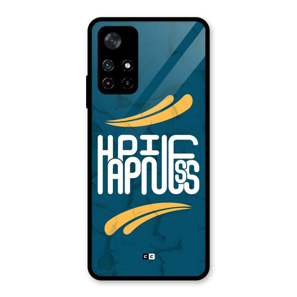 Happpiness Typography Glass Back Case for Poco M4 Pro 5G