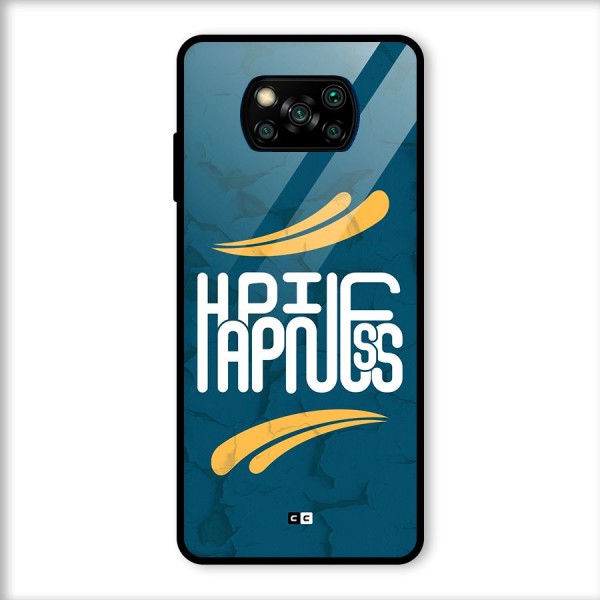 Happpiness Typography Glass Back Case for Poco X3