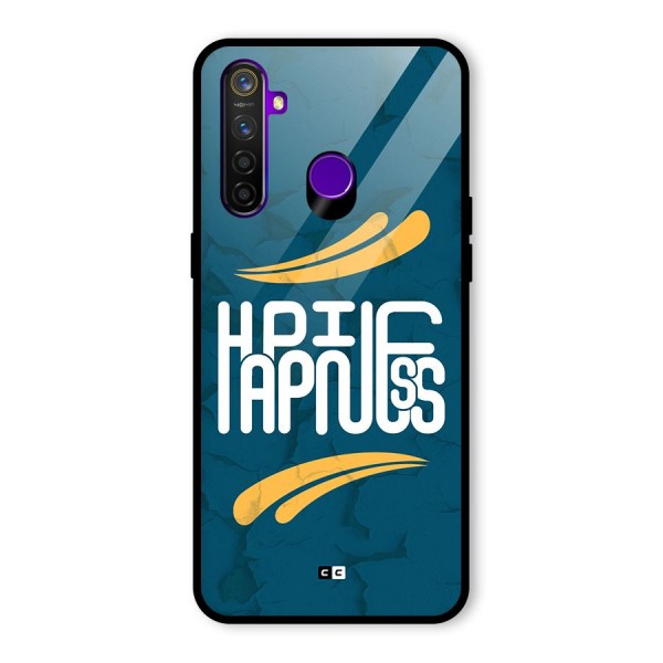 Happpiness Typography Glass Back Case for Realme 5 Pro