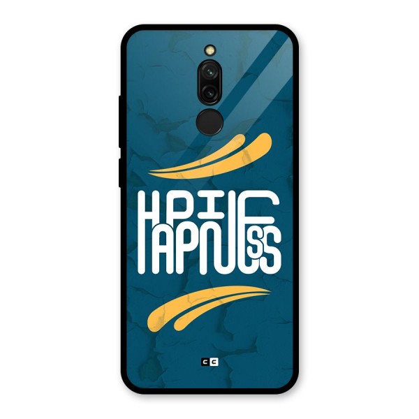 Happpiness Typography Glass Back Case for Redmi 8