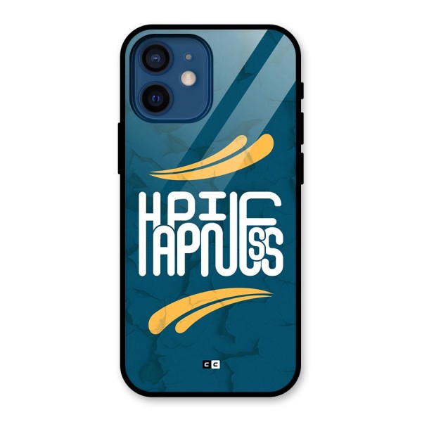 Happpiness Typography Glass Back Case for iPhone 12 Mini