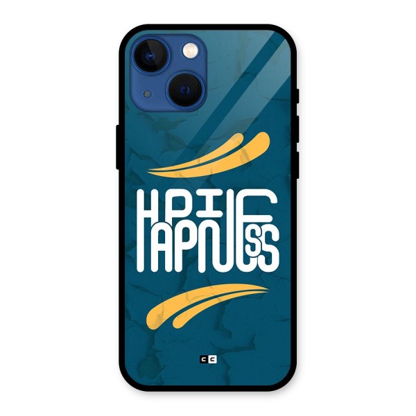 Happpiness Typography Glass Back Case for iPhone 13 Mini