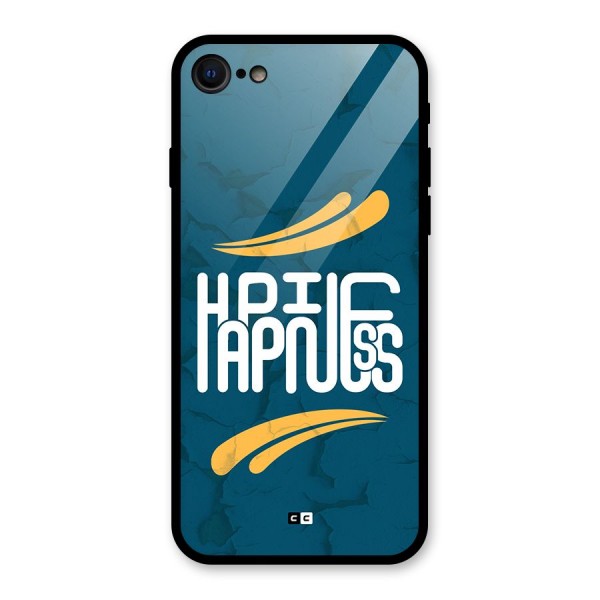 Happpiness Typography Glass Back Case for iPhone 8