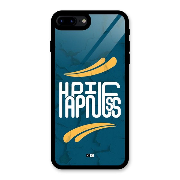 Happpiness Typography Glass Back Case for iPhone 8 Plus