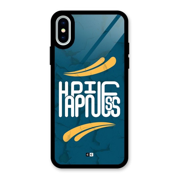 Happpiness Typography Glass Back Case for iPhone X
