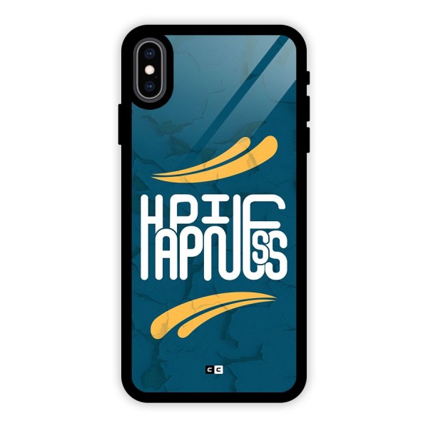 Happpiness Typography Glass Back Case for iPhone XS Max