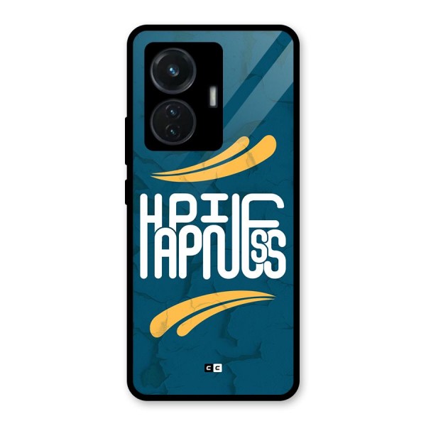 Happpiness Typography Glass Back Case for iQOO Z6 44W